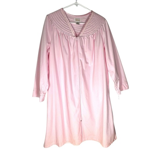 Barbizon Maxi Nightgown Size XL Womans Pink‎ Long Sleeve Zipper Vintage NWT